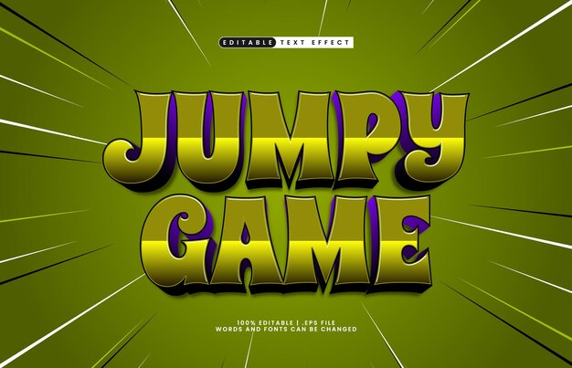 juego saltador efecto de texto editable con un juego y efecto de texto de dibujos animados