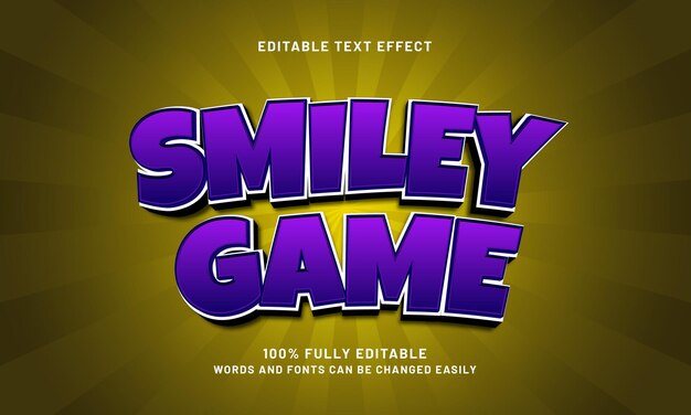 juego de smiley efecto de texto editable con un juego y estilo de texto para niños