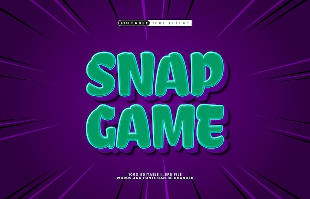 juego snap 3d efecto de texto editable en un estilo de fuente de juego divertido y amigable