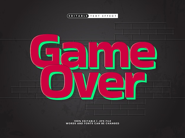 juego sobre efecto de texto editable en estilo de texto de juego y acción