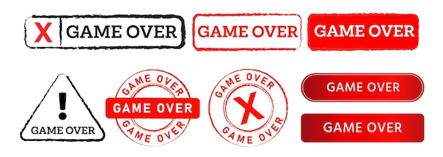 juego sobre rectángulo triángulo círculo sello y botón signo derrota fallo jugador