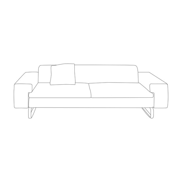 un juego de sofá de dibujo de línea simple