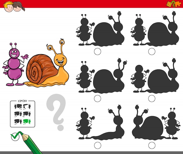 juego de sombra educativo con hormiga y caracol