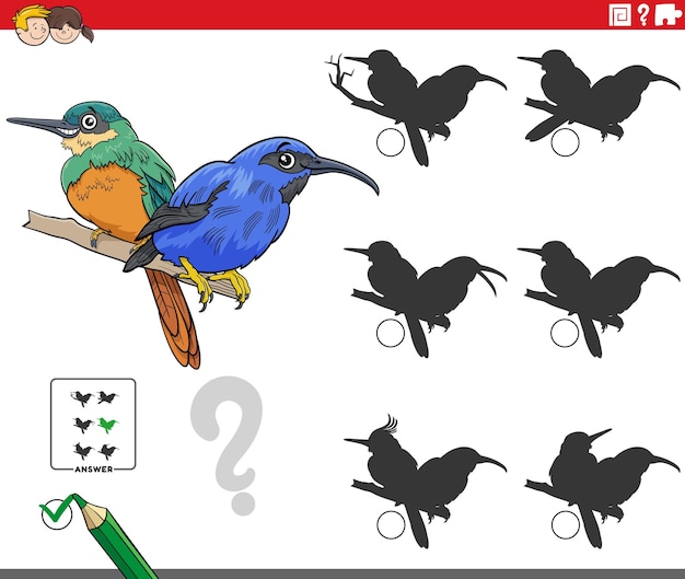 Juego de sombras con personajes de pájaros de dibujos animados.