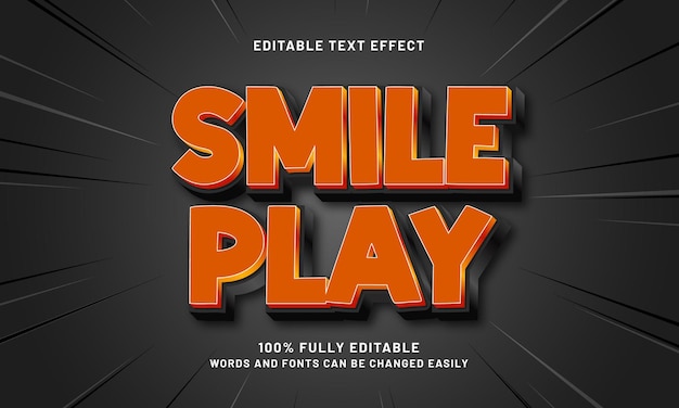 juego de sonrisa efecto de texto editable con un tema de juego y niños
