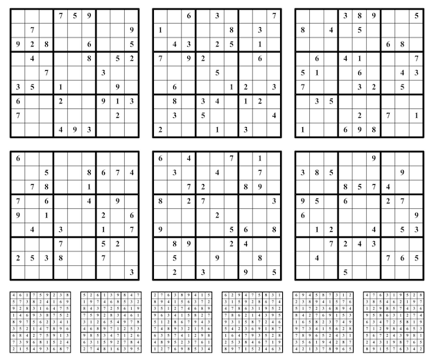 Vector juego de sudoku con respuestas diseño vectorial simple