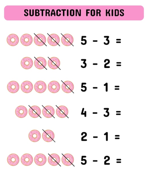 Juego de sustracción con rosquillas Juego educativo de matemáticas para niños