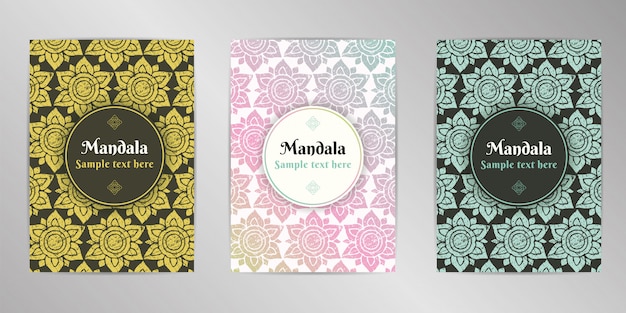 Juego de tarjetas de diseño decorativo mandala