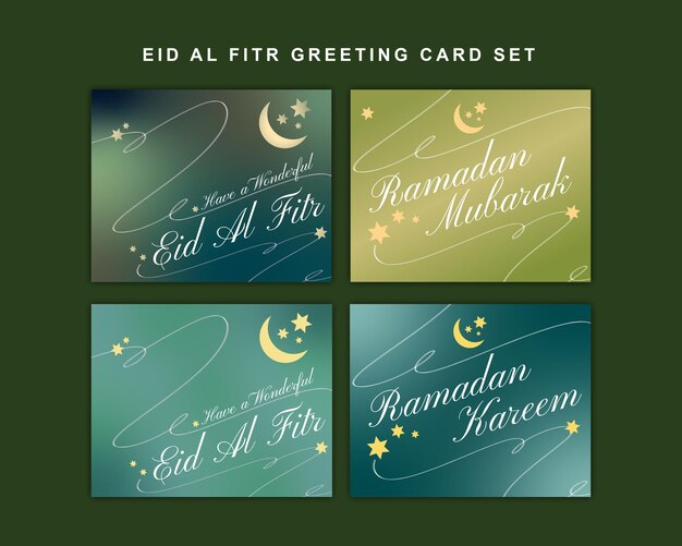 El juego de tarjetas de felicitación de Eid Al Fitr