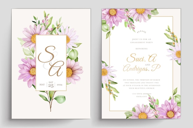 Juego de tarjetas de invitación de BODA ACUARELA CRISANTEMO