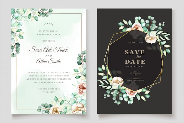 juego de tarjetas de invitación de boda eucalipto