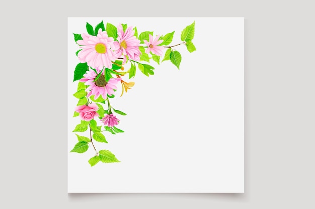 Vector juego de tarjetas de invitación de fondo de acuarela floral rosa y verde