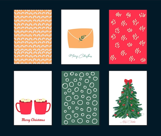 Juego de tarjetas navideñas. Vector