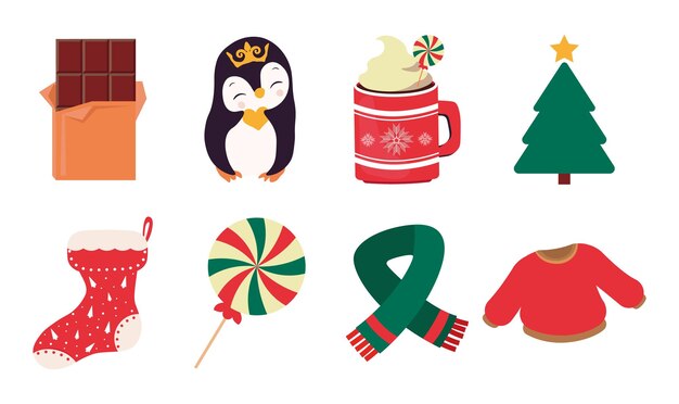 Juego de tarjetas navideñas. Vector