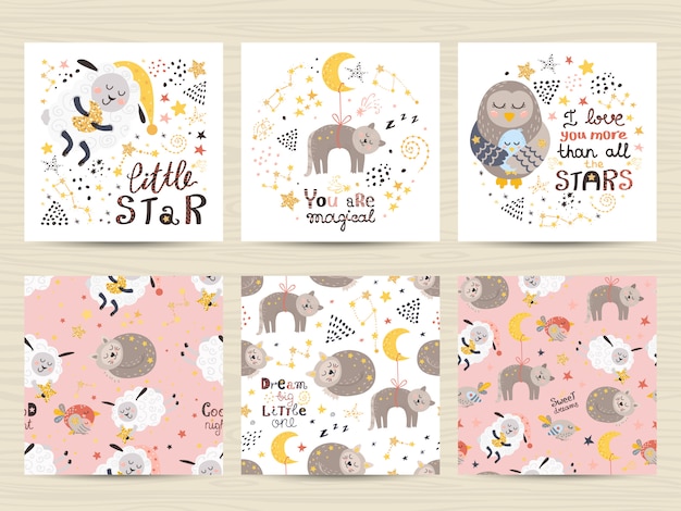Juego de tarjetas para niñas pequeñas.