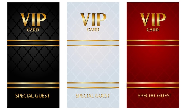 Juego de tarjetas VIP en negro rojo plata Invitado Especial