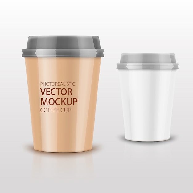 Vector juego de tazas de café realista