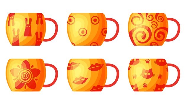 Vector un juego de tazas para té y café.