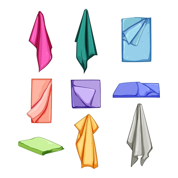 juego de toallas de cocina dibujos animados servilleta de mesa textura algodón textil maqueta toalla de cocina signo símbolo aislado ilustración vectorial