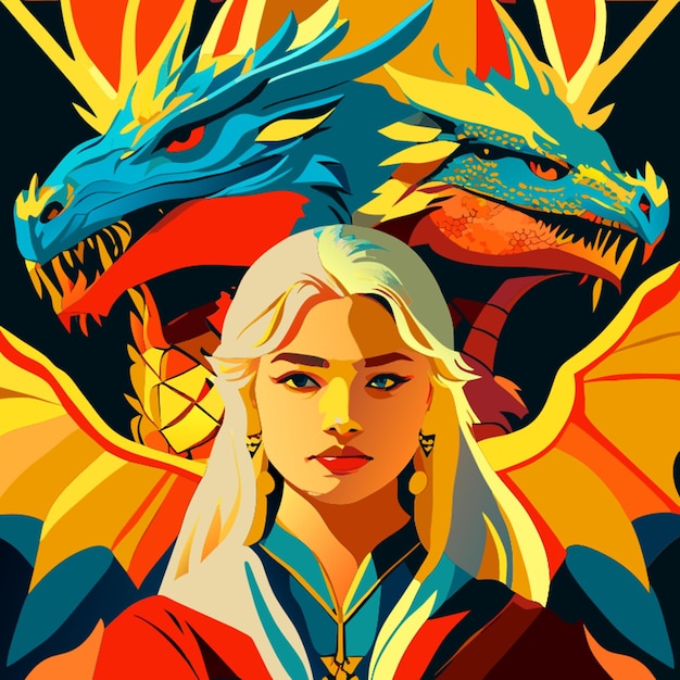 juego de tronos dragones ilustración vectorial