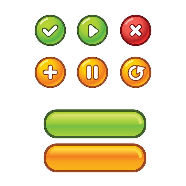 Vector juego ui conjunto de diseño de gui de botones para construir juegos 2d vector