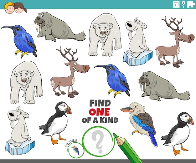 Juego único para niños con animales de dibujos animados