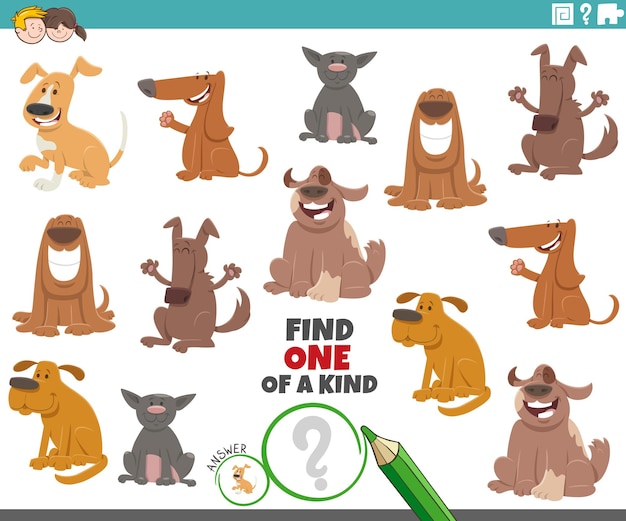 Juego único para niños con personajes de perros de dibujos animados.