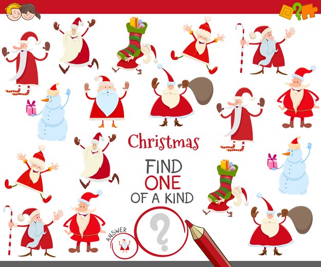 Un juego único con personajes de dibujos animados de Santa