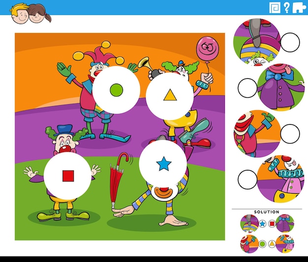 Juego de unir piezas con personajes de payasos cómicos
