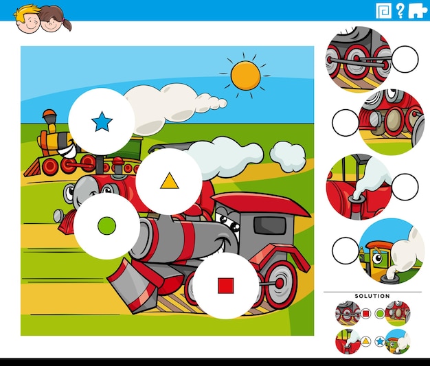Juego de unir piezas con personajes de vehículos de motores de dibujos animados.