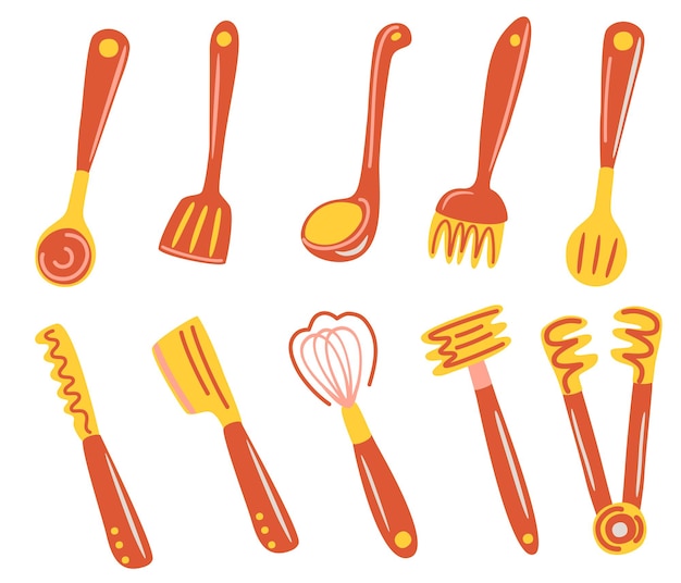 Juego de utensilios de cocina Muchos utensilios de cocina cubiertos Espátula batidor pinzas tenedor cuchara skimmer