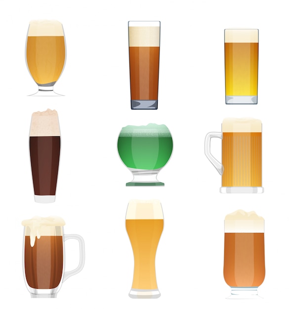 Vector juego de vasos de cerveza