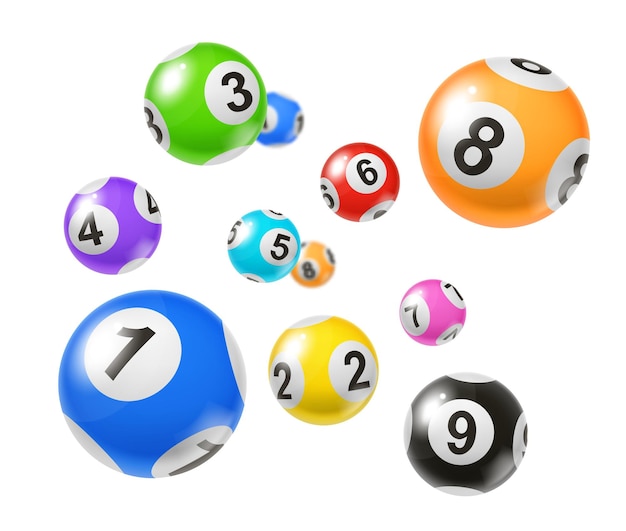 Juego de vectores 3d aislado de bolas de colores de lotería de bingo