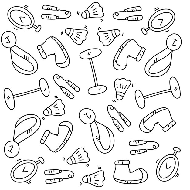 Juego de vectores de estilo de línea de garabato deportivo