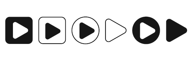 Juego de vectores de iconos de botón de reproducción. Elementos del reproductor multimedia.