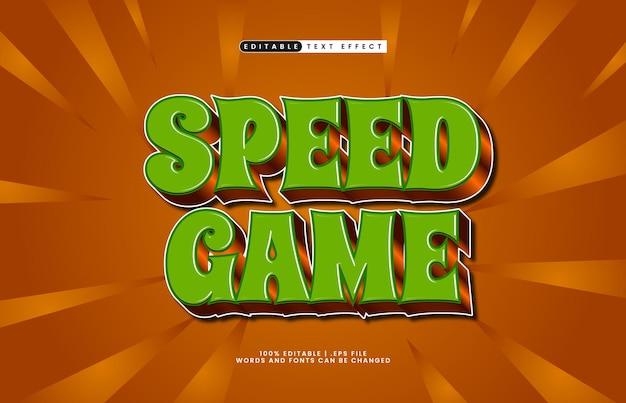 juego de velocidad efecto de texto editable con un estilo de texto para niños y alegría