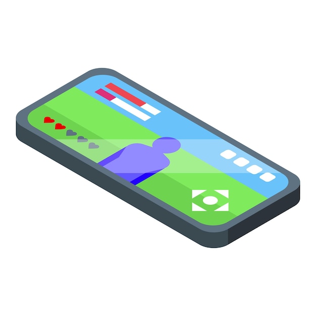 Juego de video en el teléfono inteligente icono vector isométrico aplicación digital