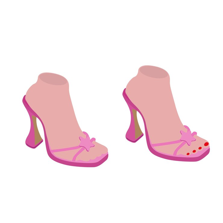 Vector el juego de zapatos de mujer rosados planos zapatos de moda rosados de tacón alto zapatos vectoriales glamurosos estilo barbie