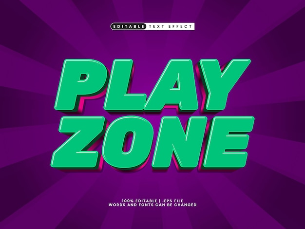 juego de zona efecto de texto editable con niños y estilo de juego