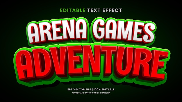 Juegos de arena de aventura 3D efecto de texto editable