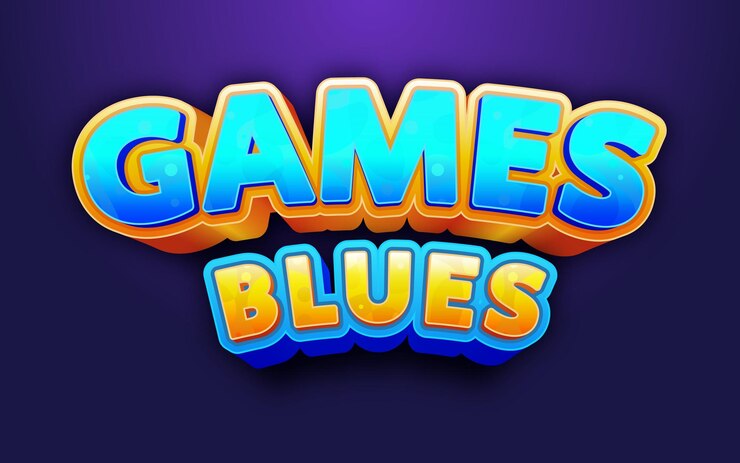 Vector juegos blues editable gradiente colorido efecto de texto