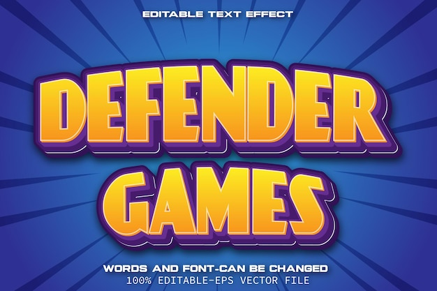 Juegos de Defensor Efectos de texto editables Estilo de dibujos animados