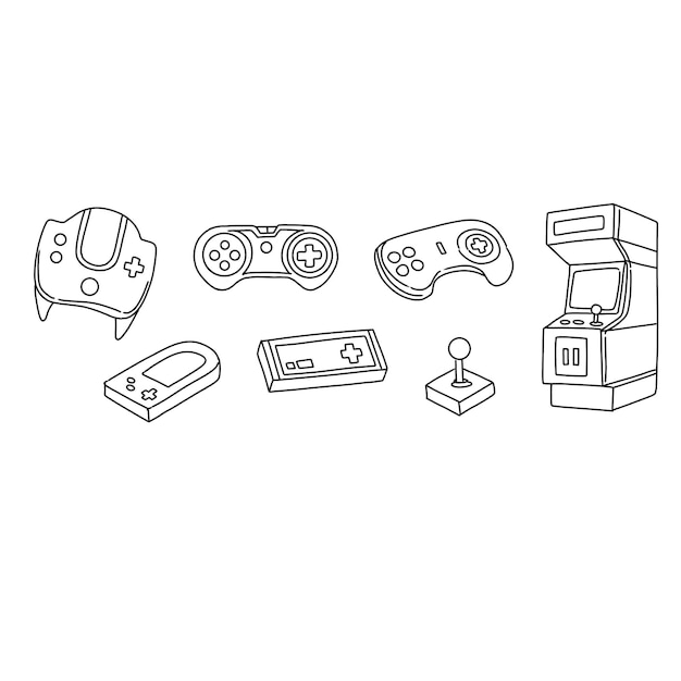 juegos dibujados a mano doodle ilustraciones vector conjunto