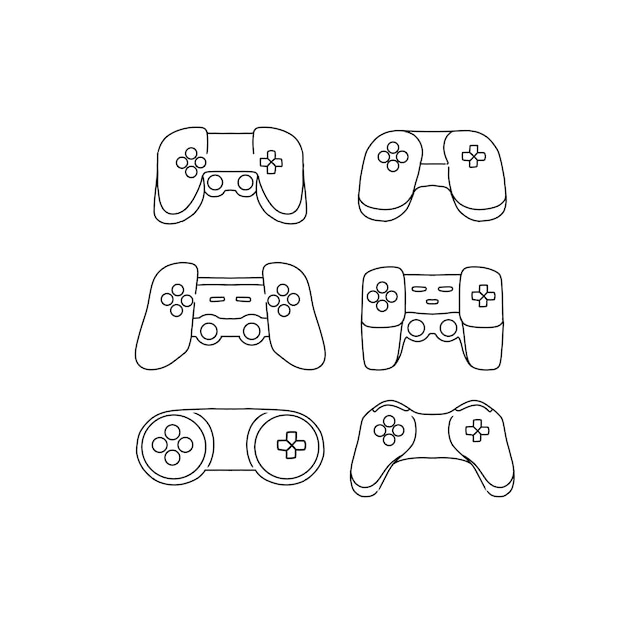 juegos dibujados a mano doodle ilustraciones vector conjunto