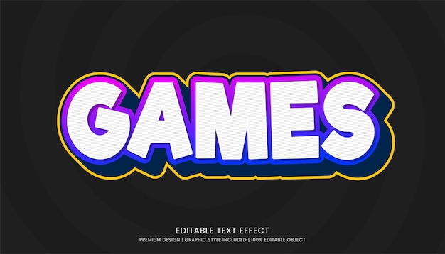 juegos editables plantilla de efecto de texto 3D tipografía en negrita y estilo abstracto logotipo y marca comercial