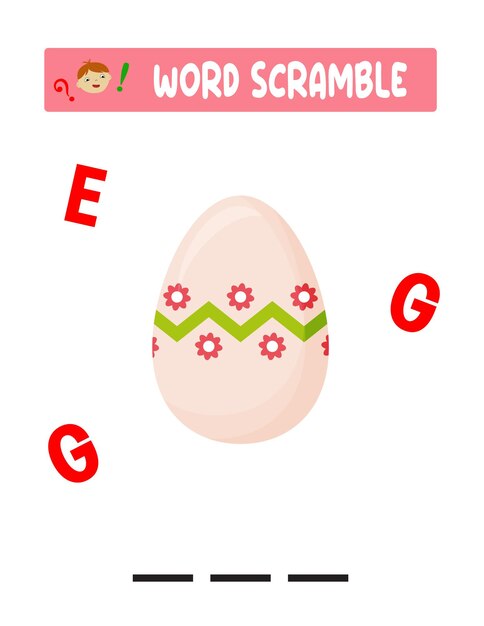 Vector juegos educativos de palabras para niños juego de pascua