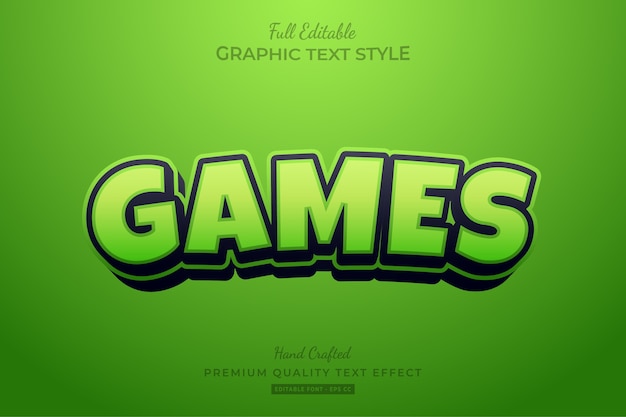 Juegos efecto de estilo de texto editable de dibujos animados verde