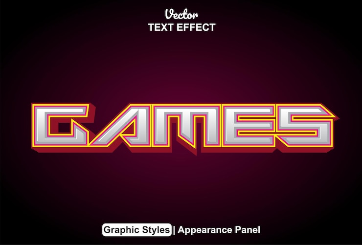 Vector juegos de efectos de texto con estilo gráfico y editable.