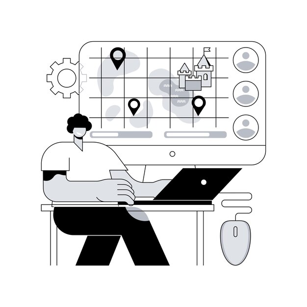Juegos en línea de estrategia concepto abstracto ilustración vectorial