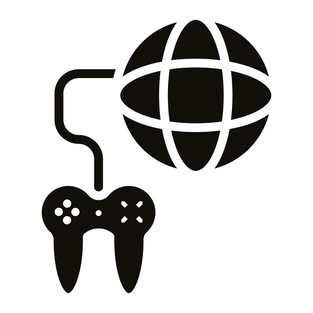 Juegos en línea Glyph Solid Black Illustration